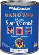 McCloskey Man O' War 080.0006507.005 Marine Spar Varnish, Semi-Gloss, Clear, Liquid, 1 qt